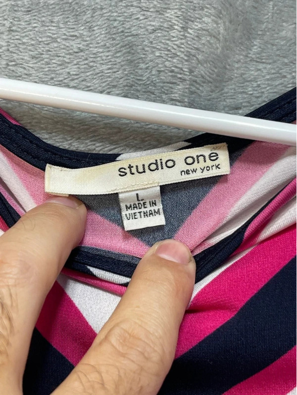 Studio One New York Womens Dress Pink Navy Geometric Size Large - Picture 7 of 9